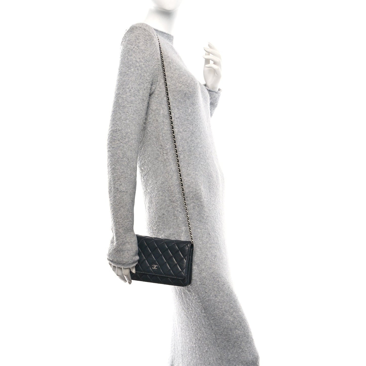 Caviar Quilted Wallet On Chain WOC Black
