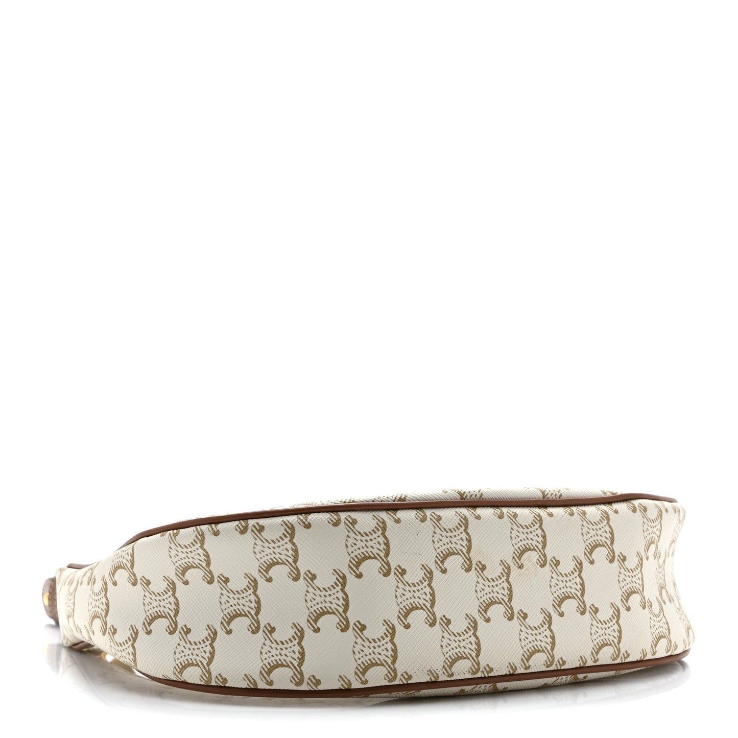 Canvas Calfskin Ava Triomphe Shoulder Bag White