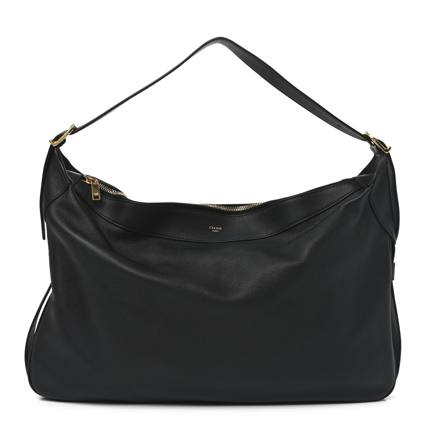 Supple Calfskin Large Romy Shoulder Bag Black