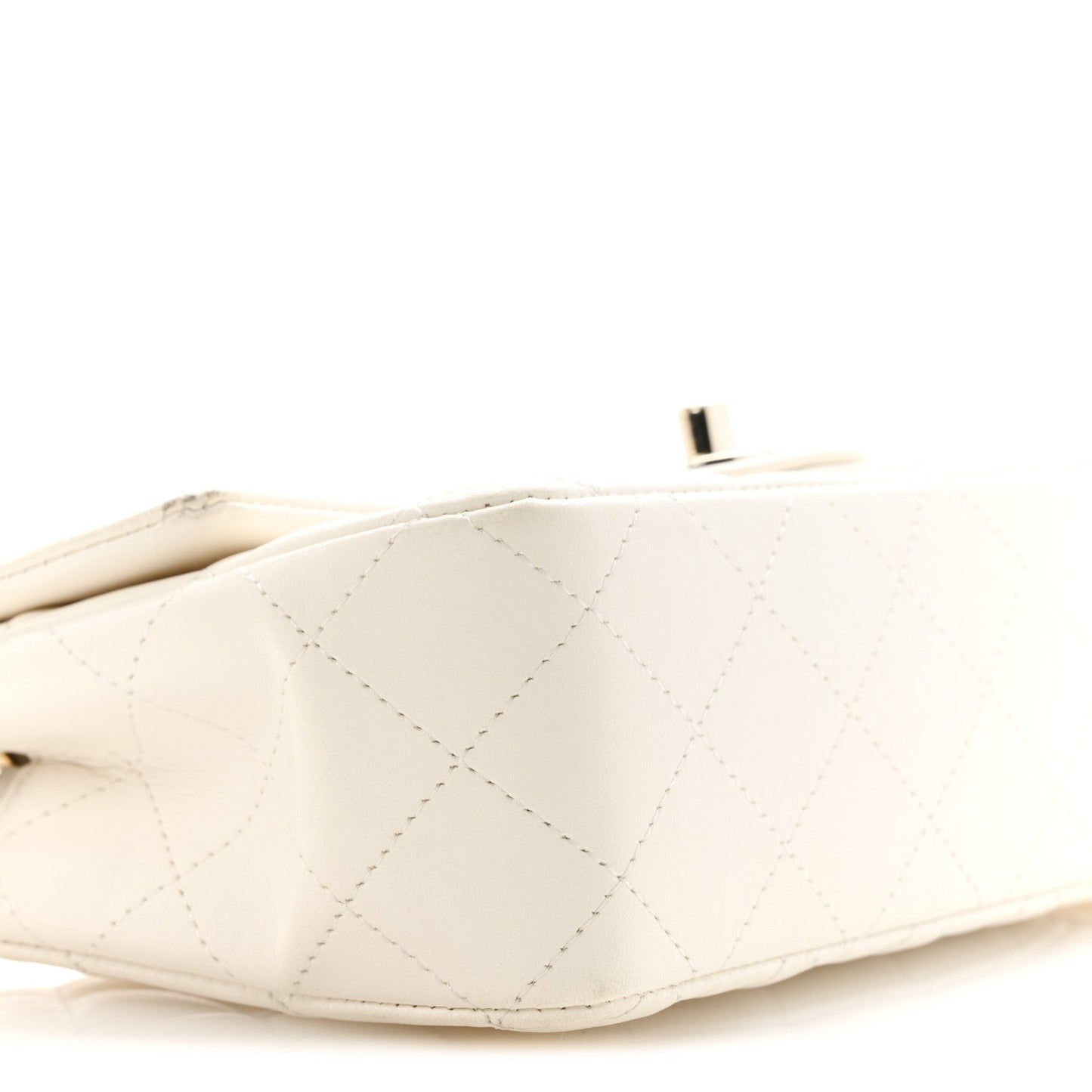 Lambskin Quilted Mini Rectangular Flap White