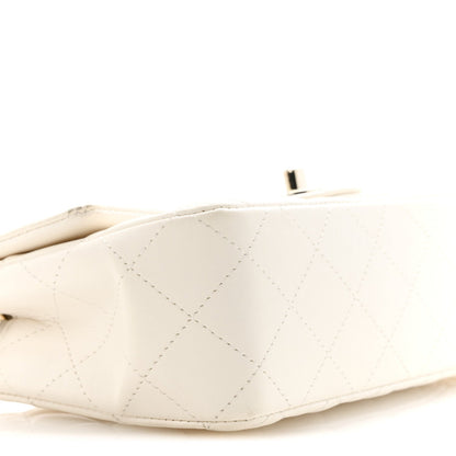 Lambskin Quilted Mini Rectangular Flap White