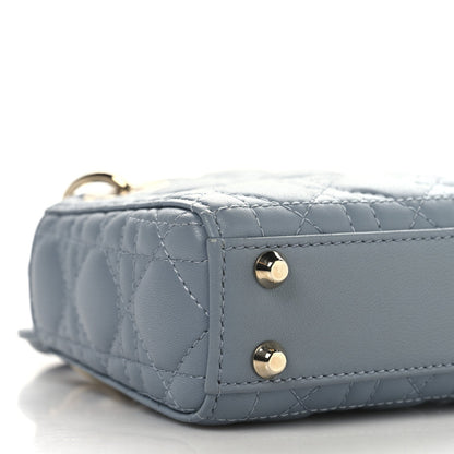 Lambskin Cannage Micro Lady Dior Cloud Gray