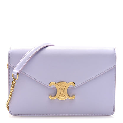Shiny Calfskin Triomphe Margo Wallet on Chain Light Lavender