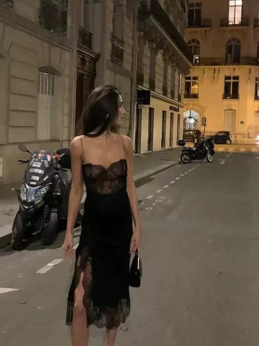Lace black dress sexy black party dress    S6046
