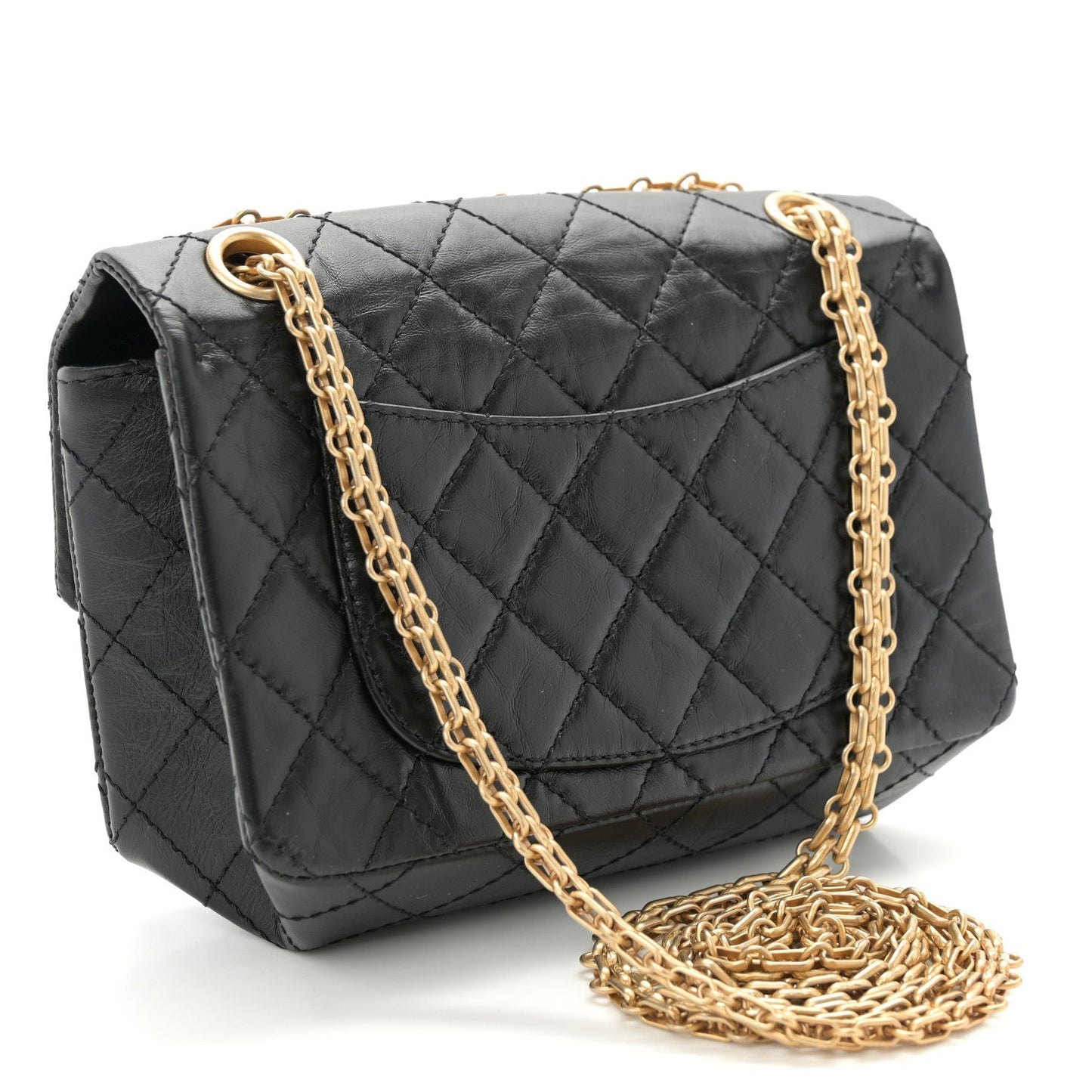 Aged Calfskin Quilted 2.55 Reissue Mini Flap Black