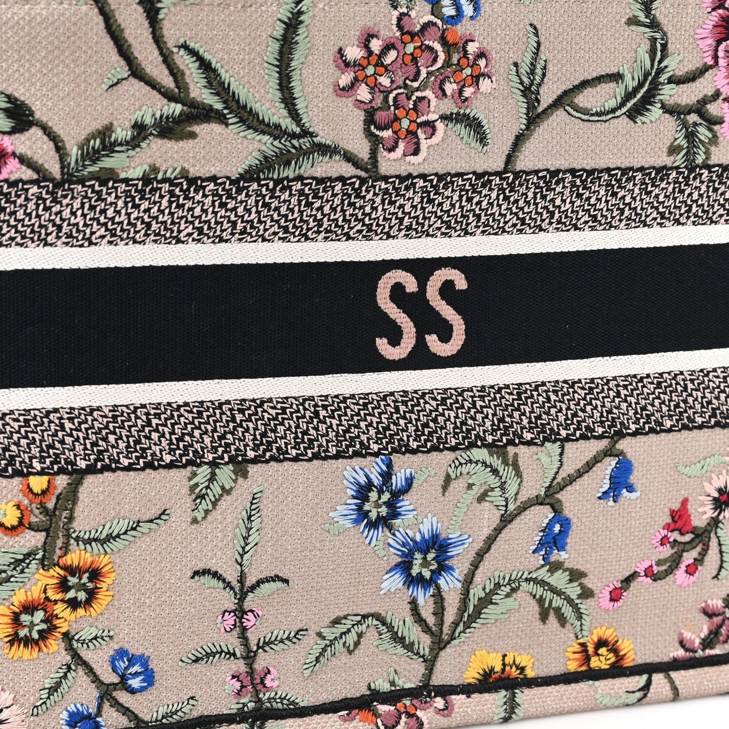 Canvas Embroidered Petites Fleurs Medium Book Tote Rose Multicolor