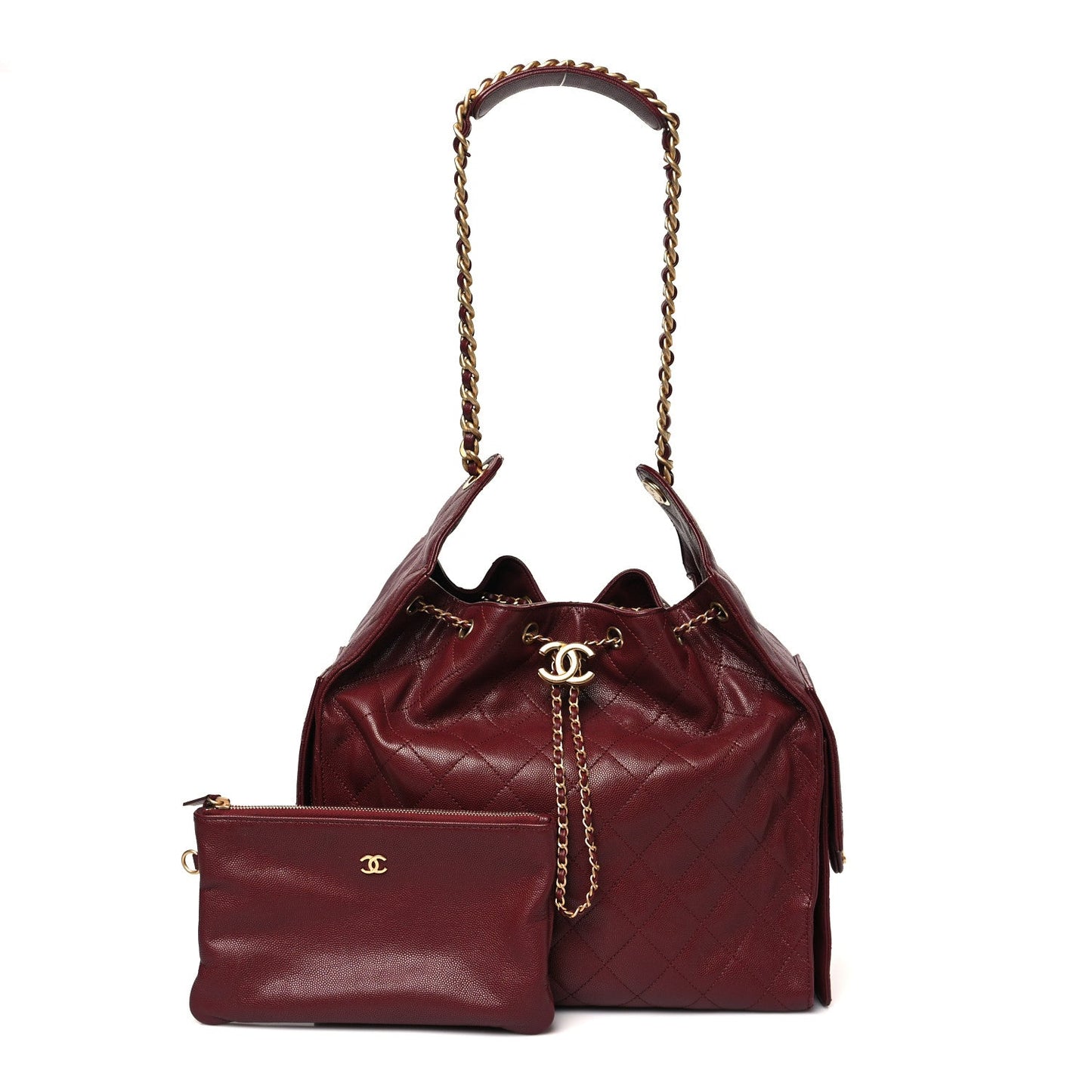 Caviar Quilted Medium Chanel 25 Handbag Burgundy