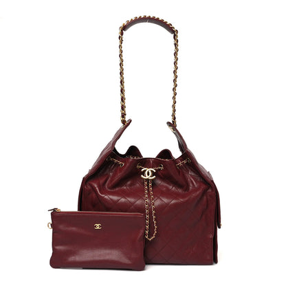 Caviar Quilted Medium Chanel 25 Handbag Burgundy