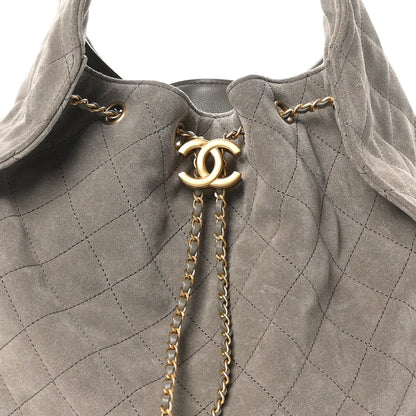 Suede Quilted Medium Chanel 25 Handbag Dark Grey