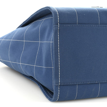 Cotton Medium Deauville Tote Blue White