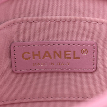 Lambskin Quilted Mini Lacquered Chain Flap Pink