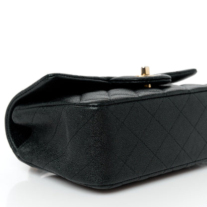 Caviar Quilted Mini Top Handle Rectangular Flap Black