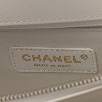 Caviar Quilted Small Coco Handle Flap White