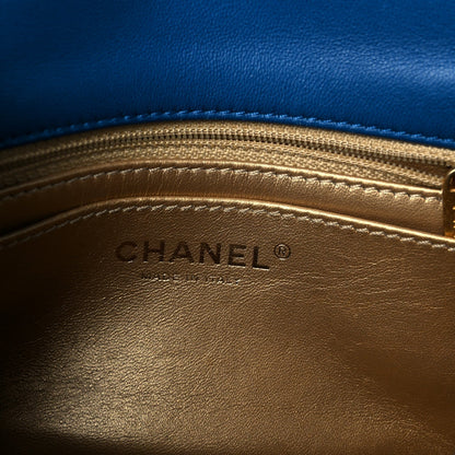 Lambskin Quilted Mini Pearl Crush Flap Blue