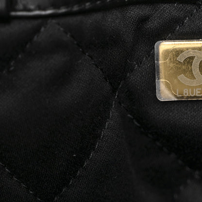 Shiny Calfskin Quilted Chanel 22 Backpack Black