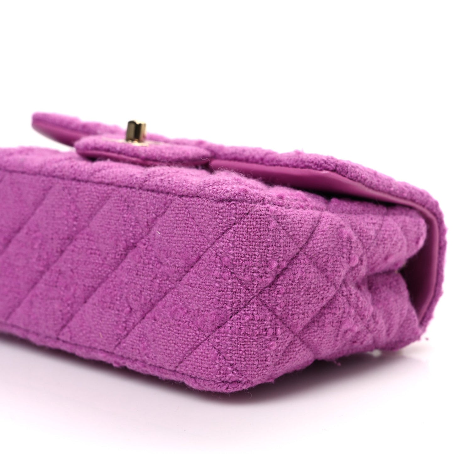 Tweed Quilted Mini Rectangular Flap Purple