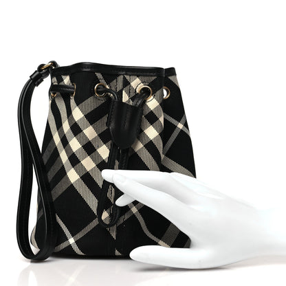 Check Mini Drawstring Pouch Black Calico