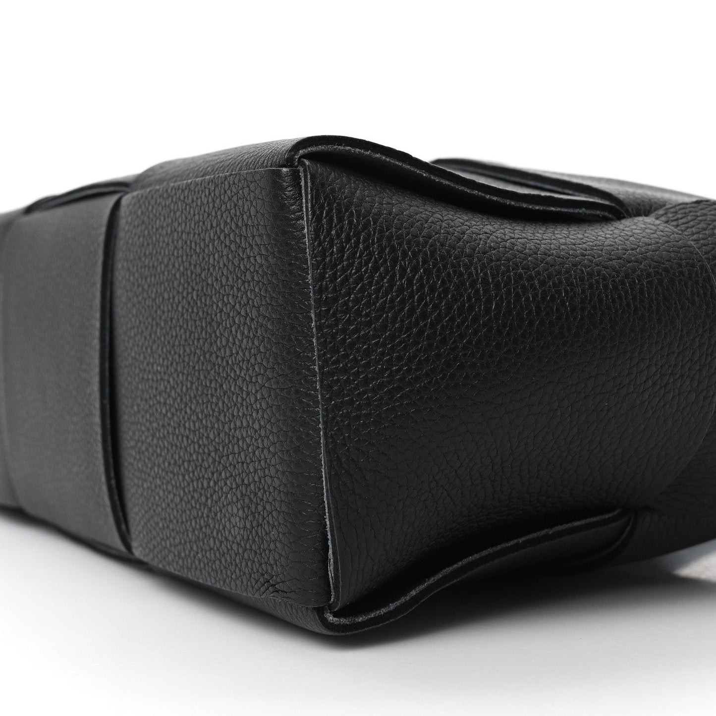 Grained Calfskin Intrecciato Mini Arco Tote Black