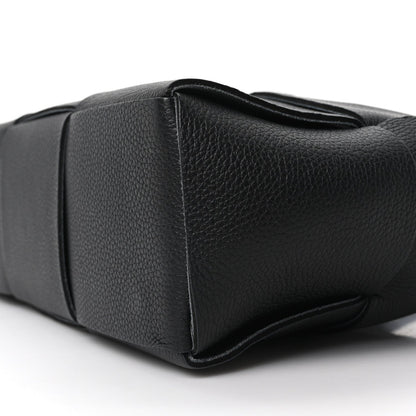 Grained Calfskin Intrecciato Mini Arco Tote Black