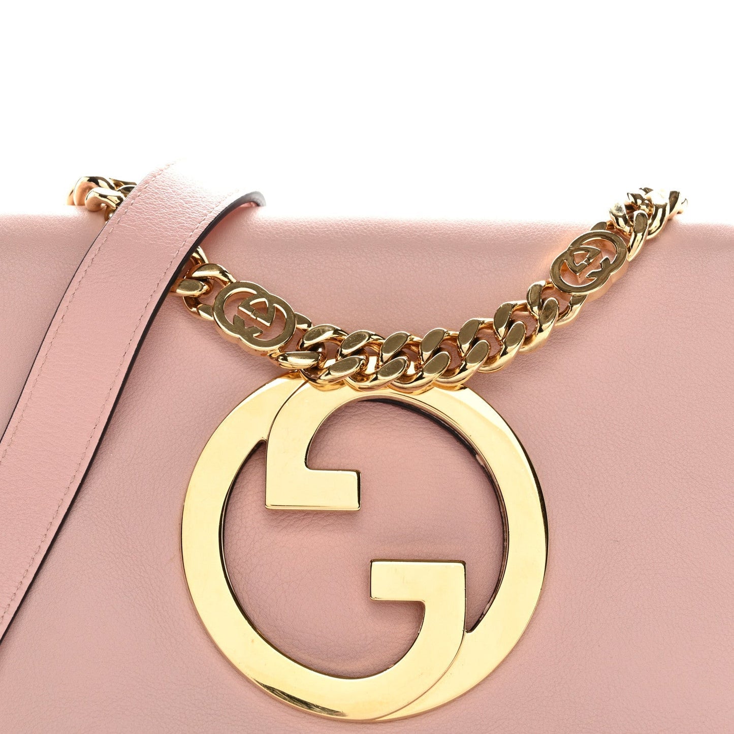 Roxy Calfskin Blondie Chain Shoulder Flap Bag Powder Pink