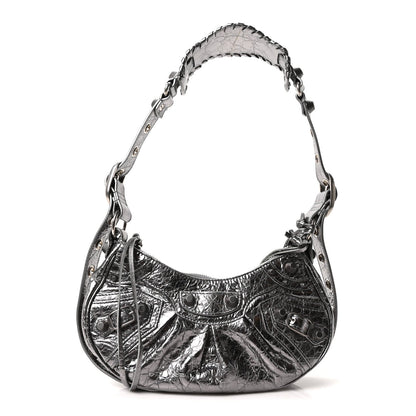 Metallic Agneau Arena Le Cagole Shoulder Bag XS Silver
