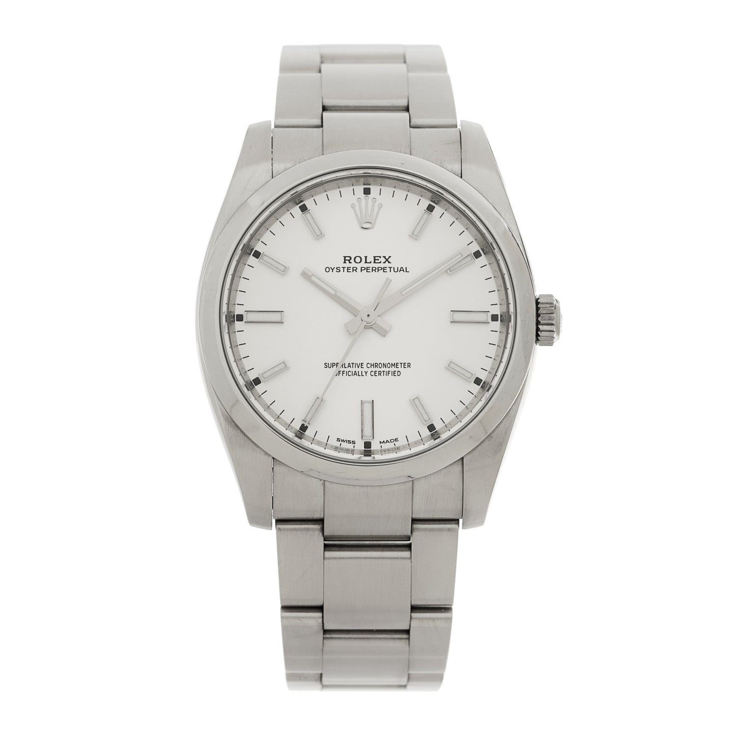 Stainless Steel 34mm Oyster Perpetual Watch White 114200