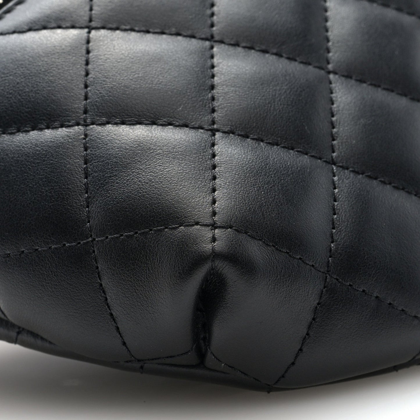 Lambskin Quilted Waist Belt Bag Black