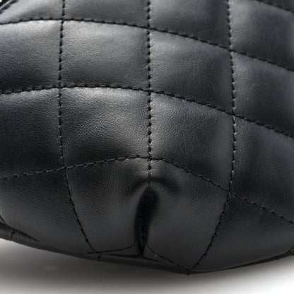 Lambskin Quilted Waist Belt Bag Black