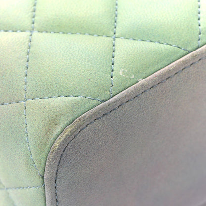 Lambskin Quilted Ombre Top Handle Mini Vanity Case With Chain Blue Green