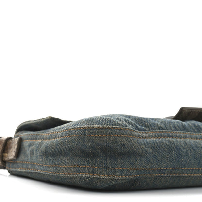 Denim Snakeskin Baguette Blue