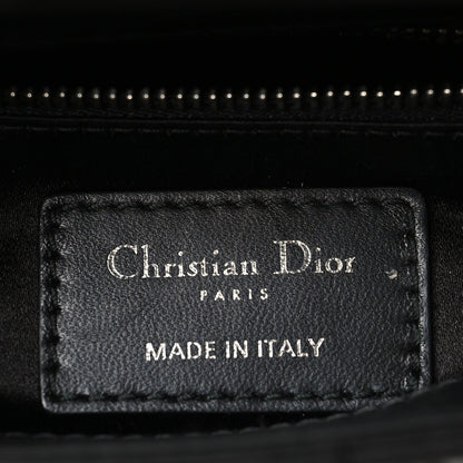 Satin Crystal Cannage Mini Lady Dior Black
