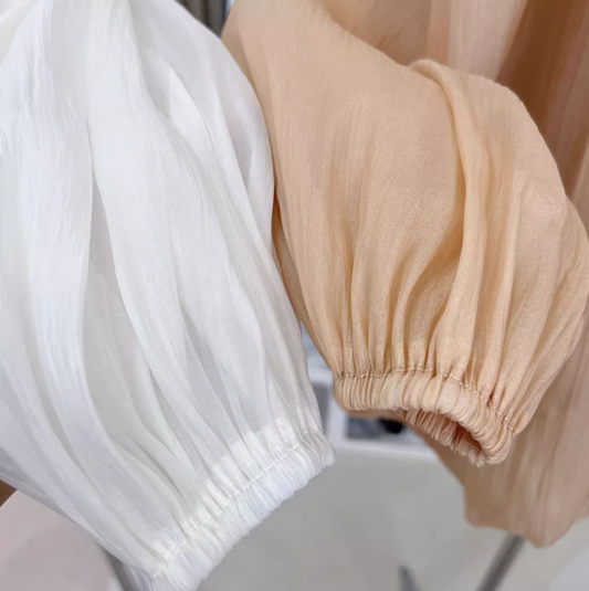 2025 Spring new shoulder pure flower bud skirt high-quality texture cover meat slimming dress R0292