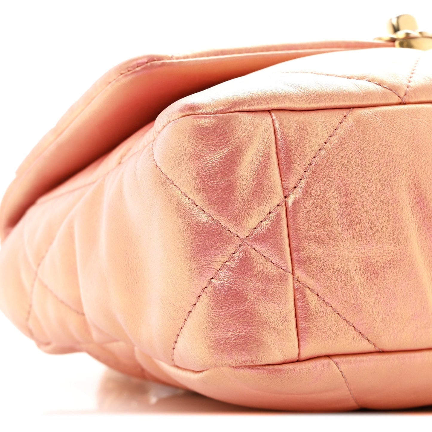 Iridescent Calfskin Quilted Medium Chanel 19 Flap Pink