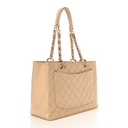Caviar Quilted Grand Shopping Tote GST Beige