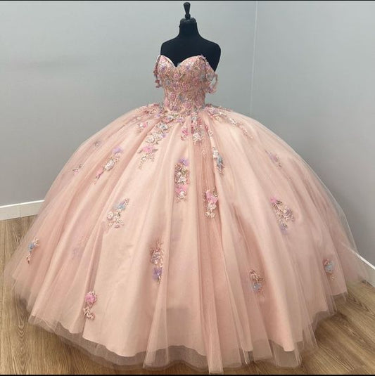 A line Off The Shoulder Tulle Prom Dress Party Dress Formal Occasion Ball Gowns