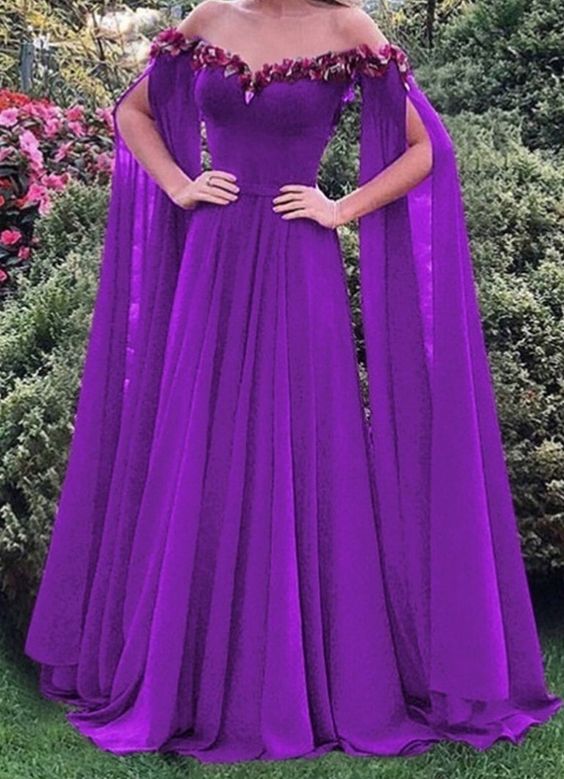 Purple Prom Dresses Off Shoulder Formal Prom Party Gowns