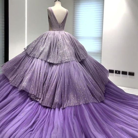 A Line Ball Gown Gorgeous Dresses Sparkly Tulle Dress Formal Dresses Tiered Ruffles Classy Celebrity Dress