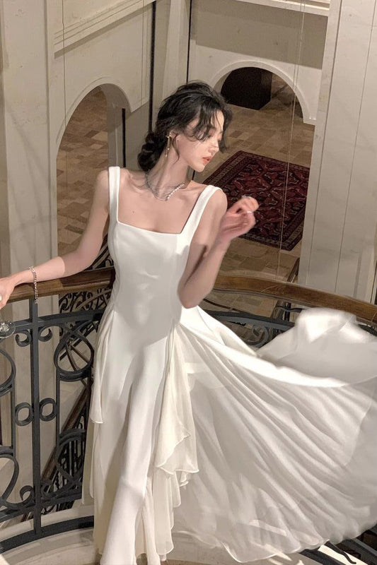 A Line Square Neck Prom Dress Elegant Evening Gown