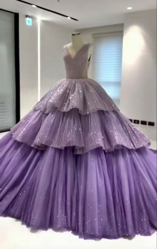 A Line Ball Gown Gorgeous Dresses Sparkly Tulle Dress Formal Dresses Tiered Ruffles Classy Celebrity Dress