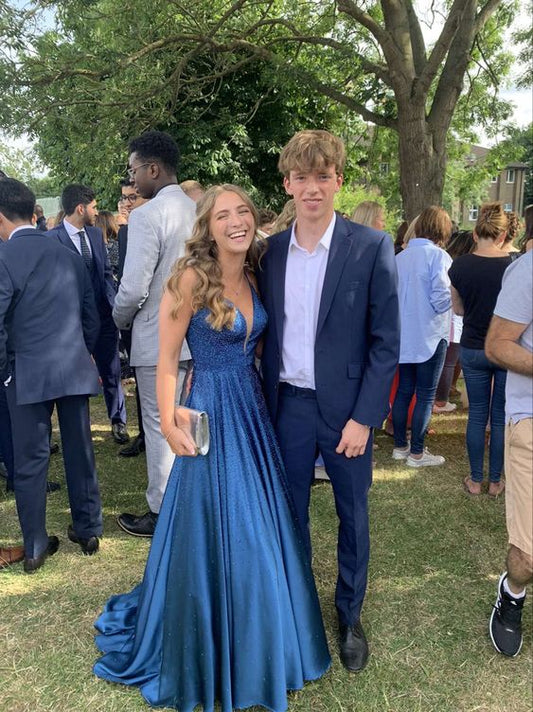 A line Blue Long Formal Gown Party Dresses