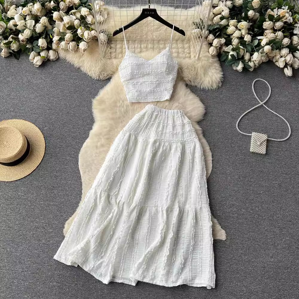 women's new suspender top sweet two-piece trendy set     S4538