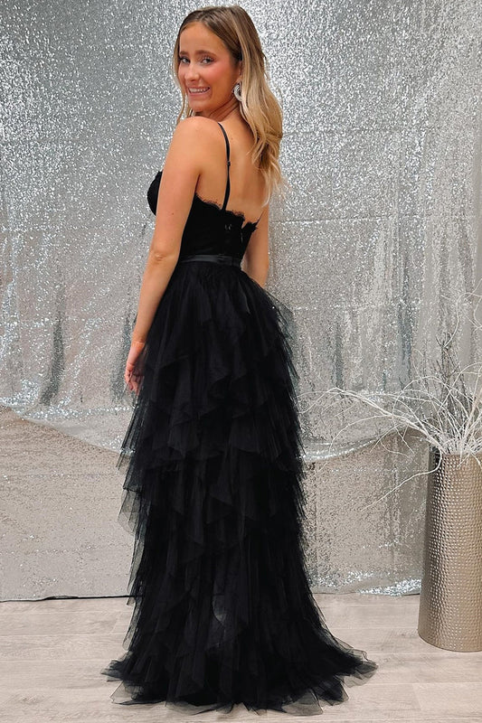 Lace Corset High-Low Party Dress with Ruffles      S3068