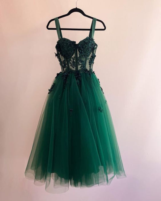 Green Homecoming Dress Short Party Gown