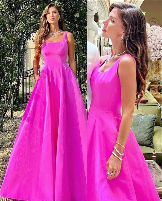 A Line Fashion Hot Pink Long Prom Dress Formal Evening Gown