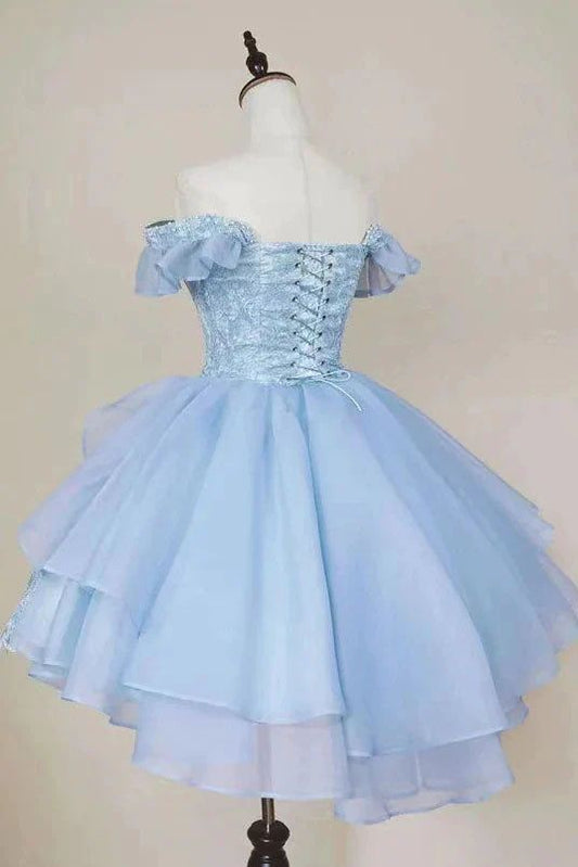 Lace Homecoming Gown with Beading Princess Off the Shoulder Hoco Dress