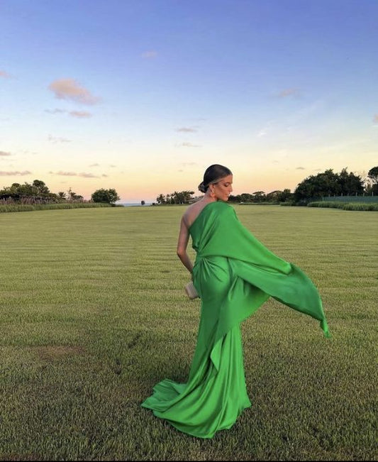 A Line Fashion Green Long Prom Dress Formal Evening Gown