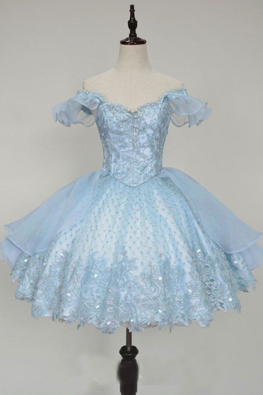 Lace Homecoming Gown with Beading Princess Off the Shoulder Hoco Dress
