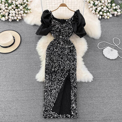 evening dress long dress sequined dress    S4250