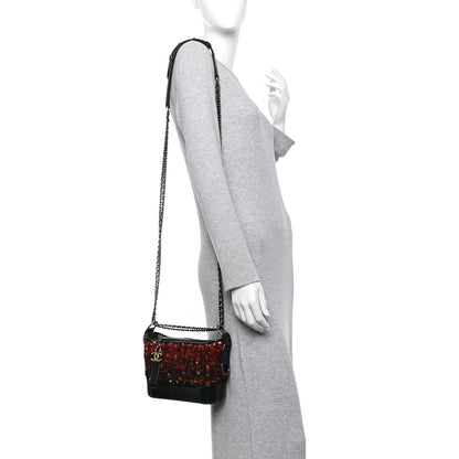 Sequin Calfskin Small Gabrielle Hobo Red Black