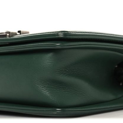 Calfskin Chevron Quilted Small Boy Flap Green